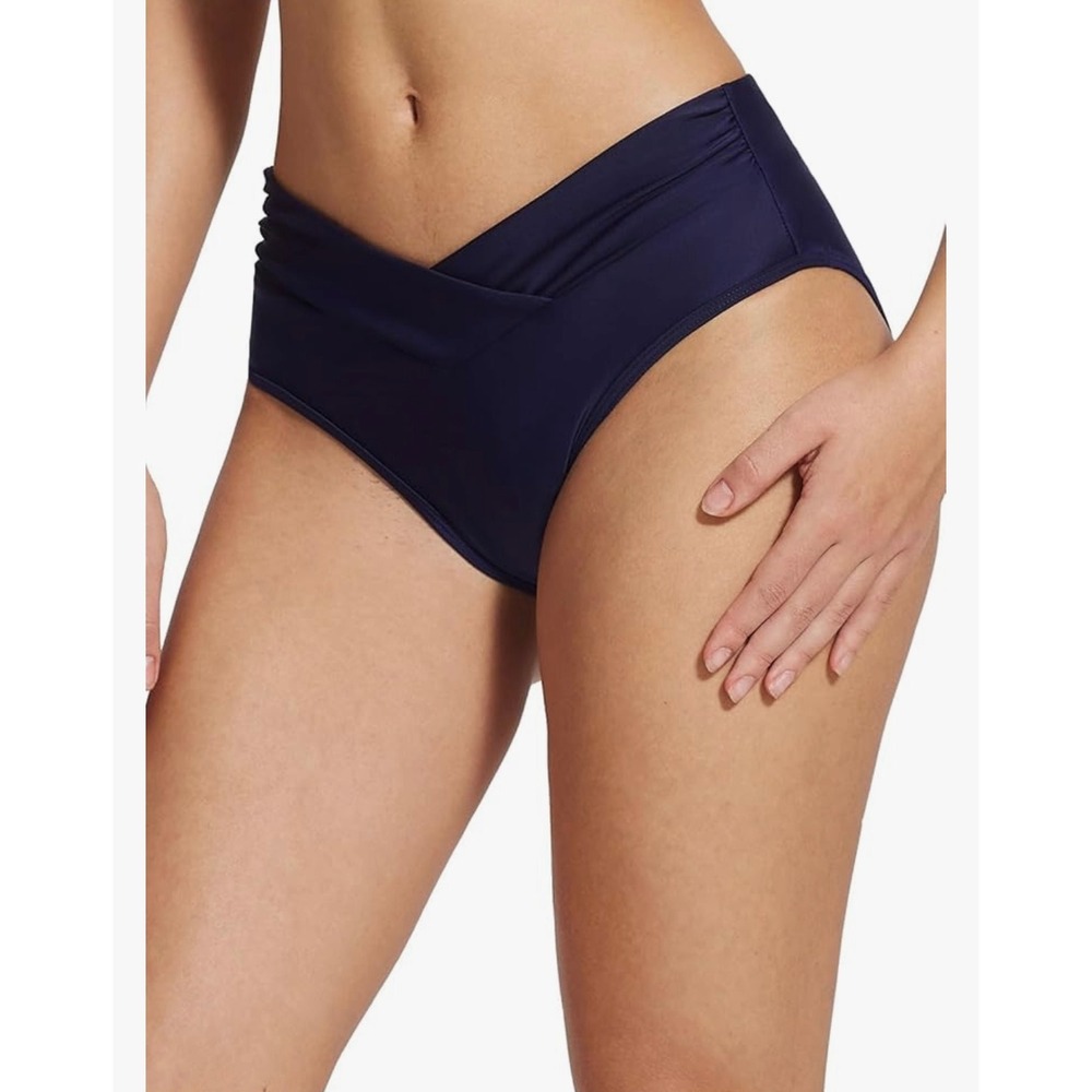 NEW Baleaf Navy Blue Bikini Bottoms V Cut Shirred High Cut‎ Mid Coverage Size 3X